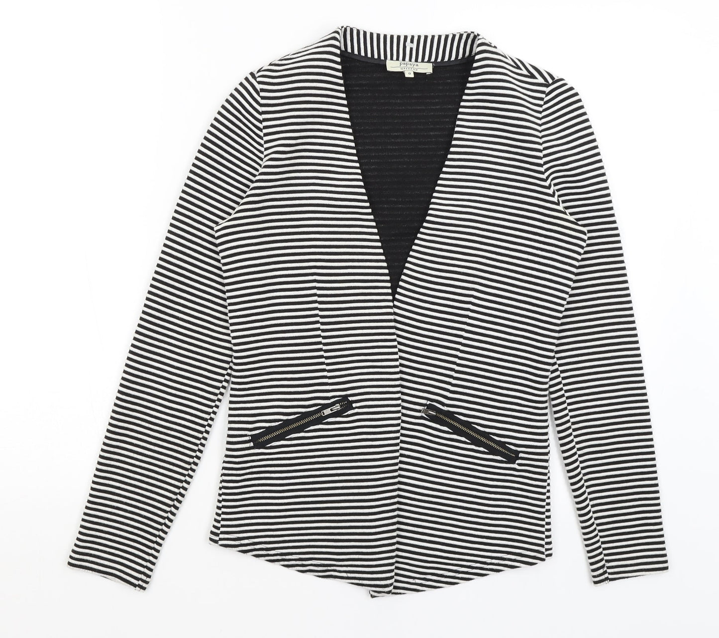 Papaya Womens Black Striped  Jacket Blazer Size 8