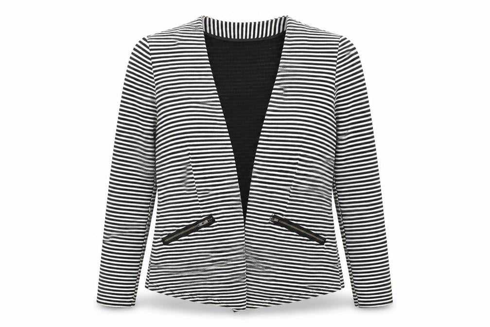 Papaya Womens Black Striped  Jacket Blazer Size 8
