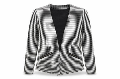 Papaya Womens Black Striped  Jacket Blazer Size 8