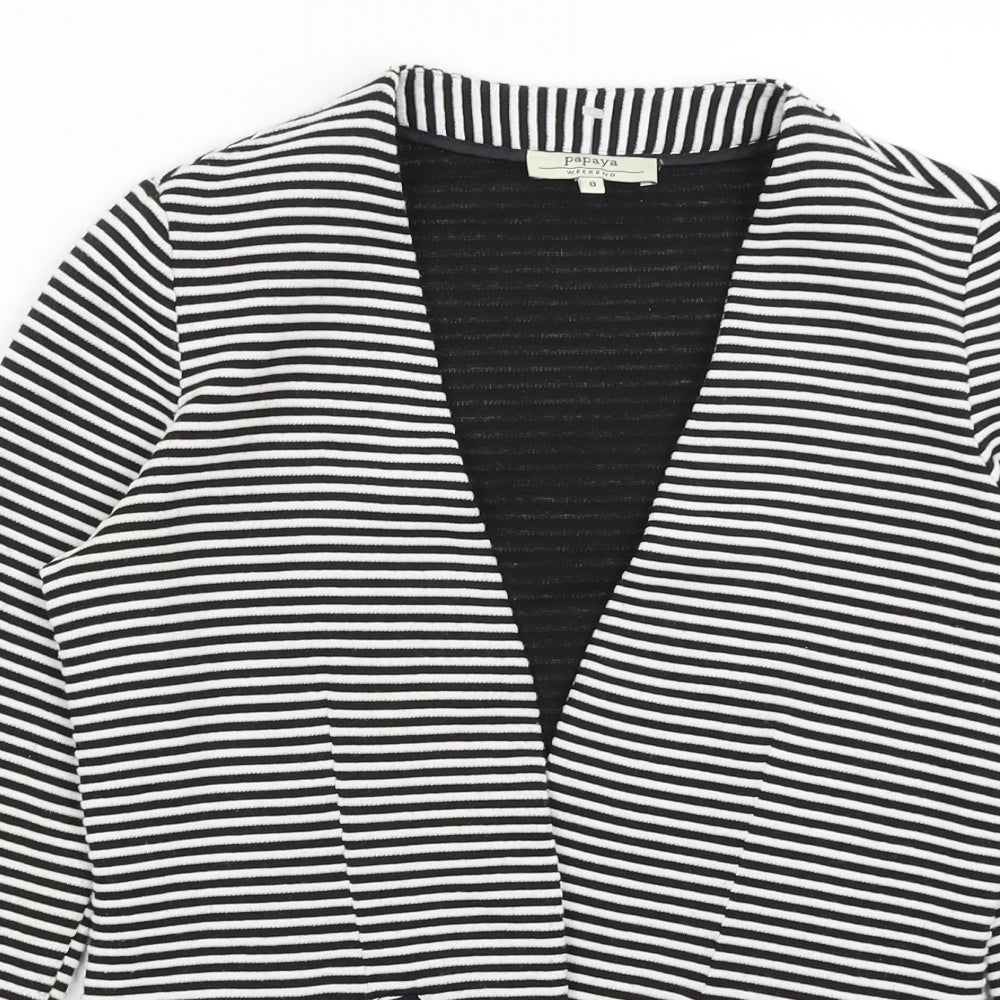 Papaya Womens Black Striped  Jacket Blazer Size 8