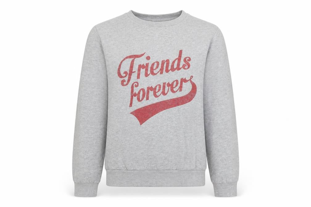 Front view of Pep&Co girls’ grey jumper, size 9-10, years - friends forever