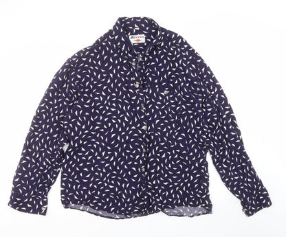 albanes Mens Blue Geometric   Button-Up Size 2XL