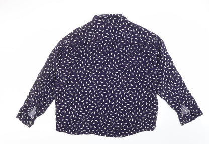 albanes Mens Blue Geometric   Button-Up Size 2XL