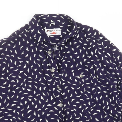 albanes Mens Blue Geometric   Button-Up Size 2XL