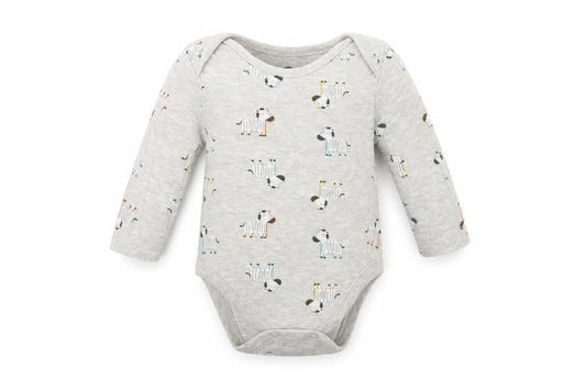 Front view of Very Baby Grey Babygrow One-Piece, size 0-3, Months - zebras