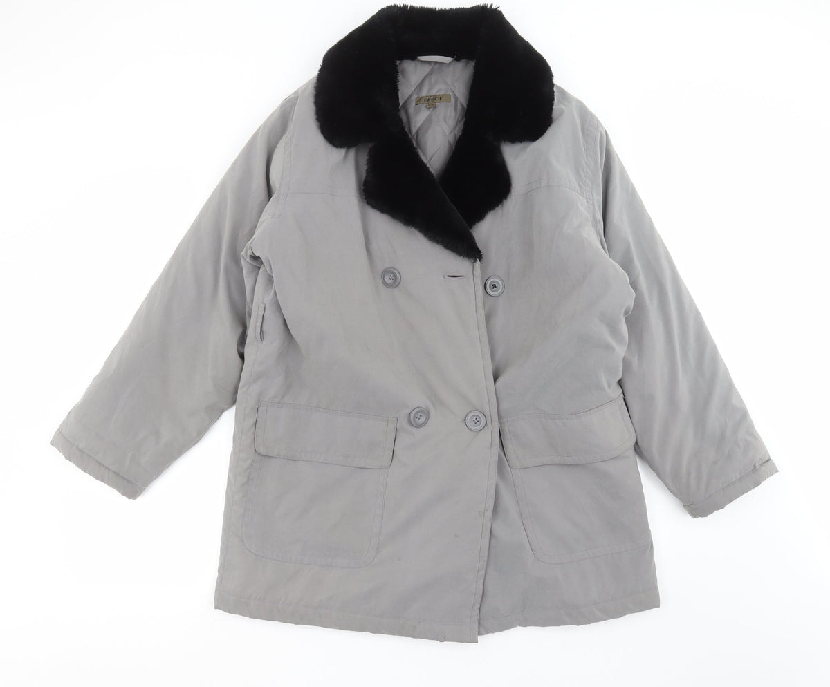 Additional front view of Effect women’s grey jacket coat, size UK 12