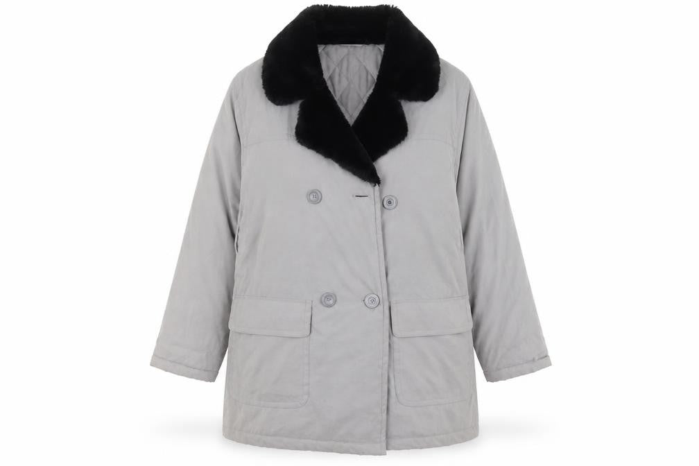 Front view of Effect women’s grey jacket coat, size UK 12