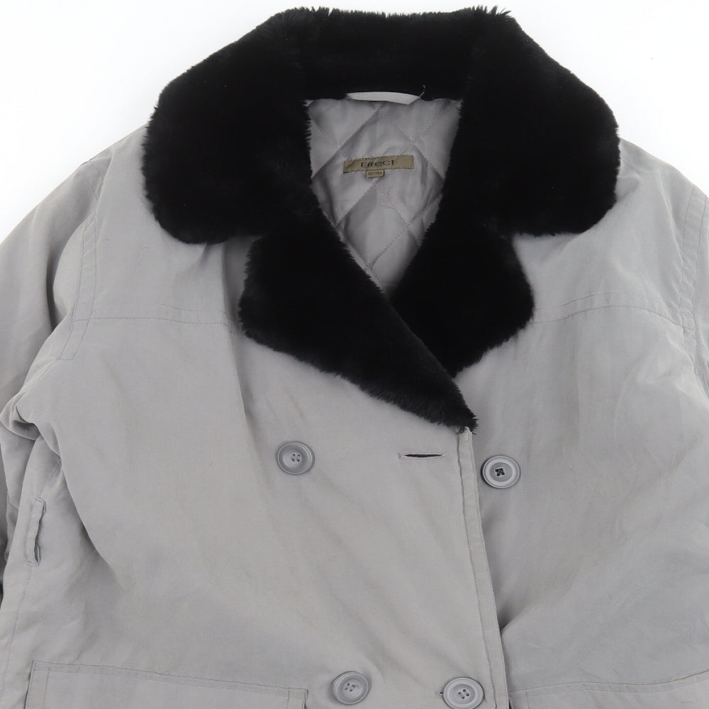 Close-up detail of Effect women’s grey jacket coat, size UK 12
