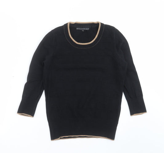 Betty Jackson Womens Black Striped Knit Pullover Jumper Size 12
