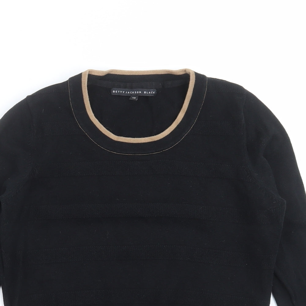 Betty Jackson Womens Black Striped Knit Pullover Jumper Size 12