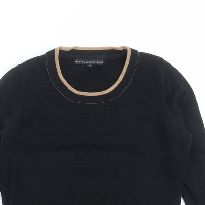 Betty Jackson Womens Black Striped Knit Pullover Jumper Size 12