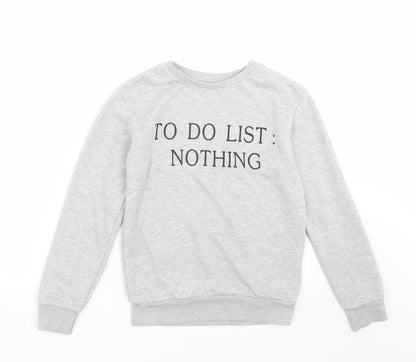 Primark Girls Grey   Pullover Sweatshirt Size 11-12 Years  - To Do List: Nothing