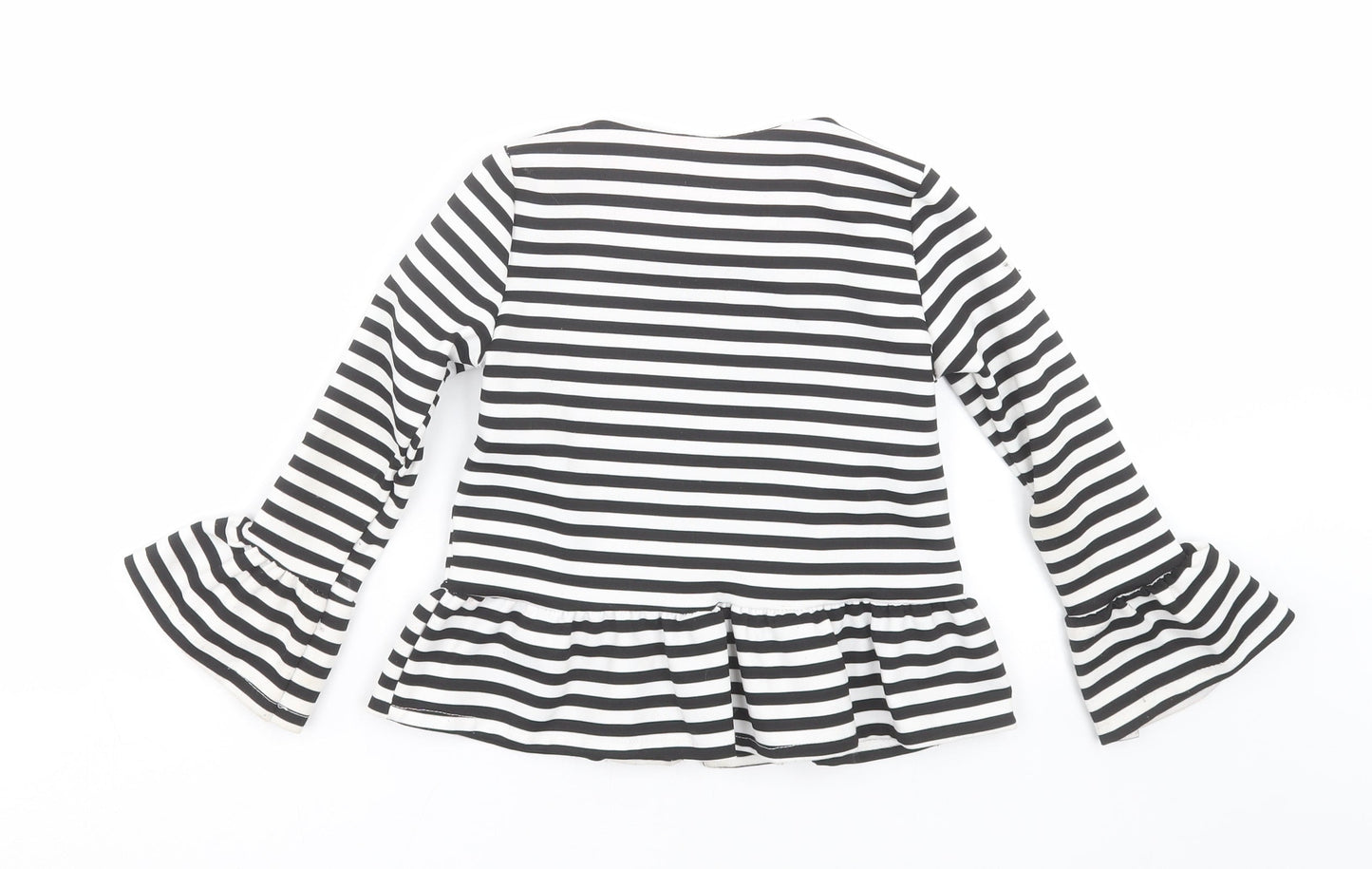 Preworn Girls Black Striped  Cardigan Jumper Size 4 Years
