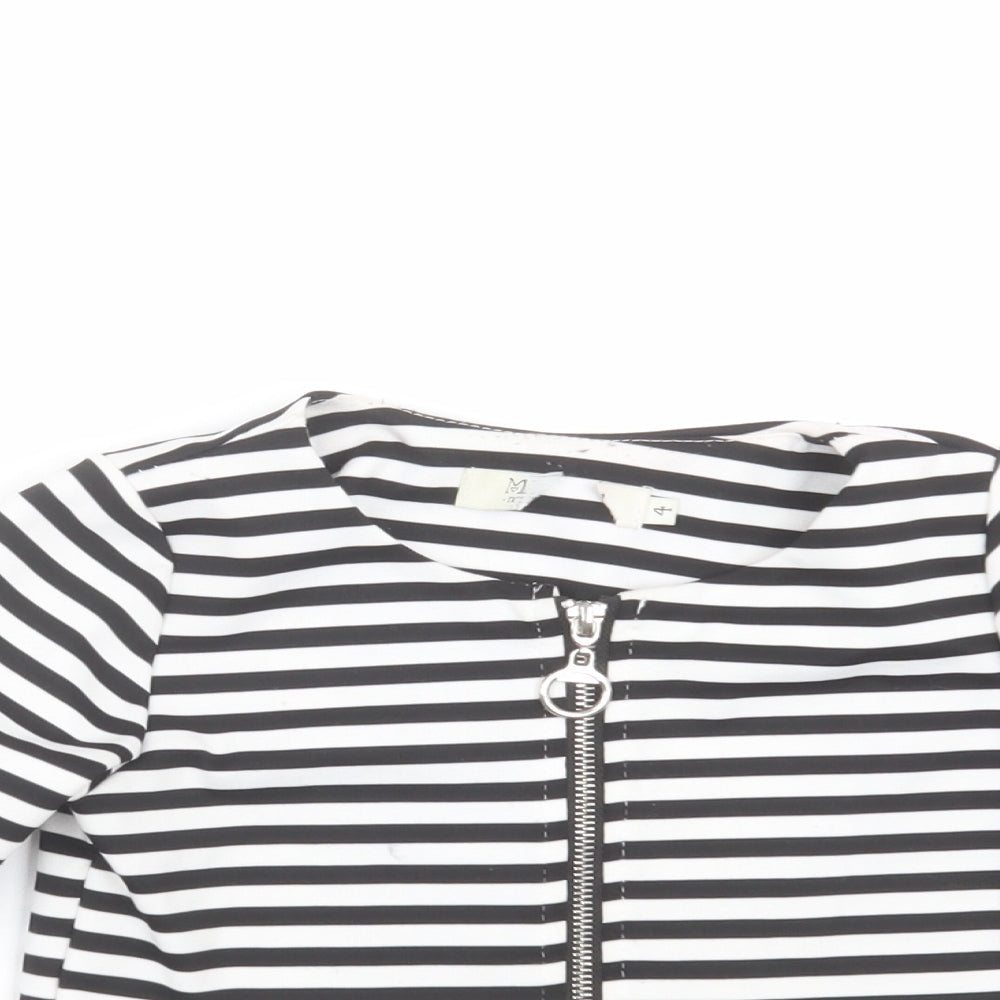 Preworn Girls Black Striped  Cardigan Jumper Size 4 Years