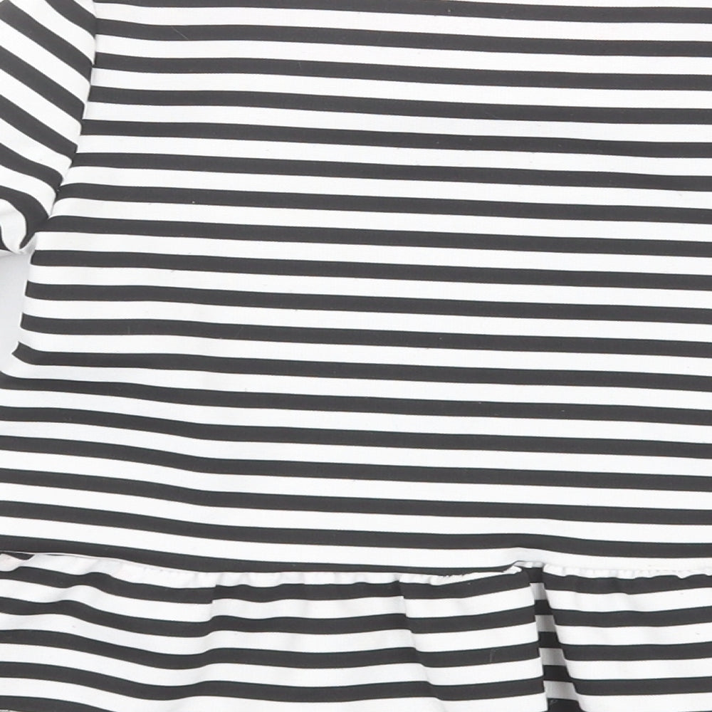 Preworn Girls Black Striped  Cardigan Jumper Size 4 Years