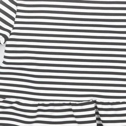 Preworn Girls Black Striped  Cardigan Jumper Size 4 Years