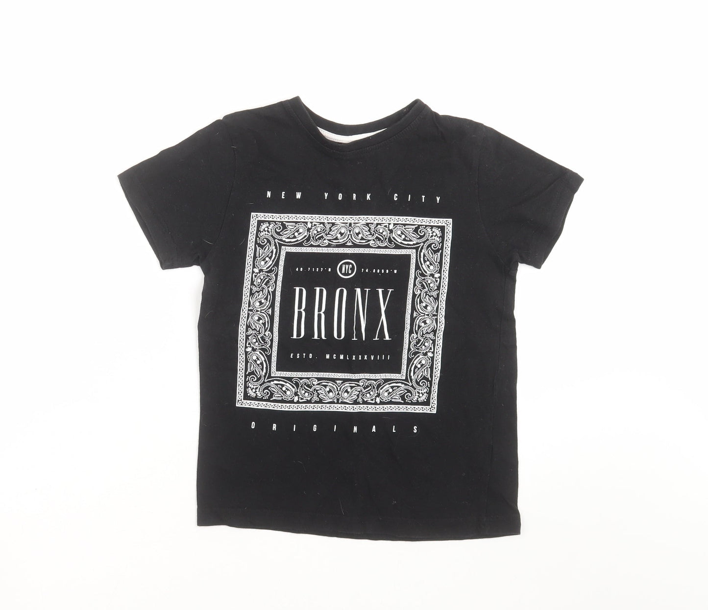 Primark Boys Black   Basic T-Shirt Size 7-8 Years  - Bronx New York