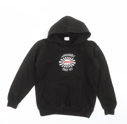 Awdis Boys Black   Pullover Hoodie Size 9-10 Years