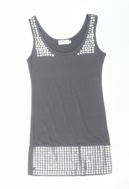 Womens UK Size S RAVI FAMOUS Grey Basic Tank