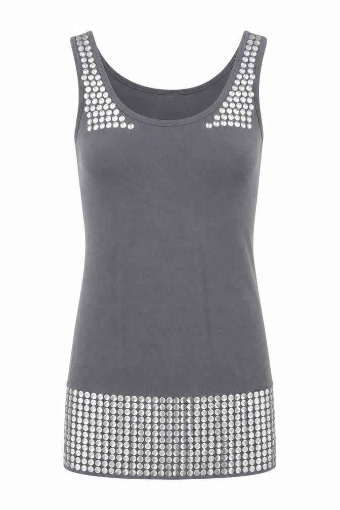 Womens UK Size S RAVI FAMOUS Grey Basic Tank
