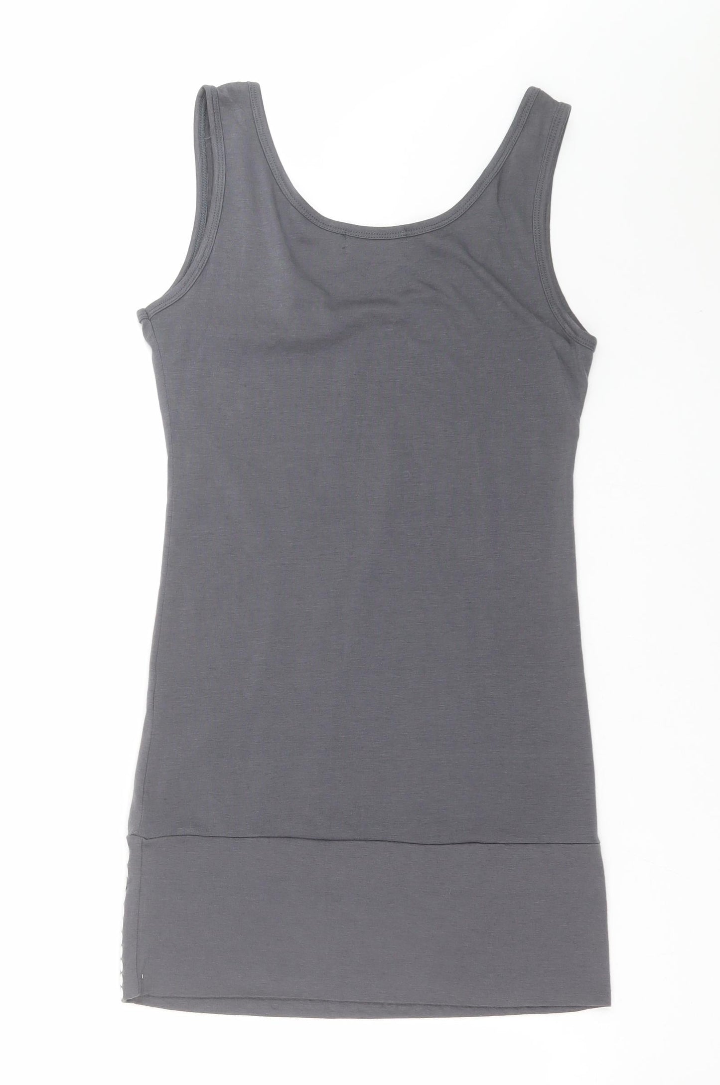 Womens UK Size S RAVI FAMOUS Grey Basic Tank
