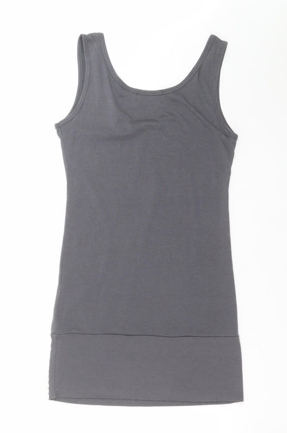 Womens UK Size S RAVI FAMOUS Grey Basic Tank