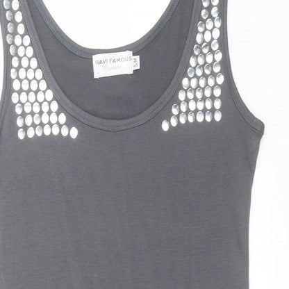 Womens UK Size S RAVI FAMOUS Grey Basic Tank