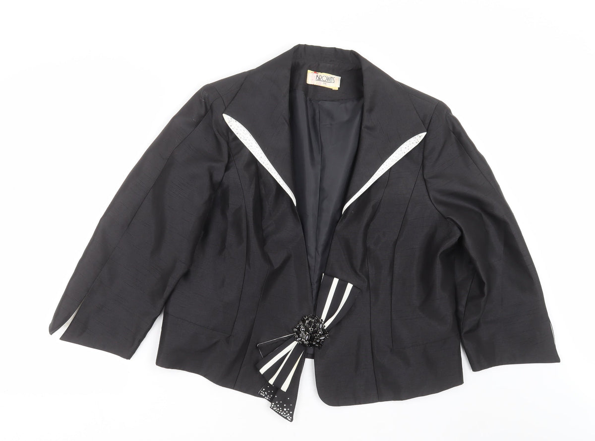 Additional front view of browns & co women’s black jacket suit jacket, size UK 22
