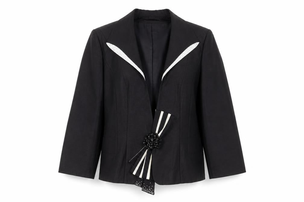 Front view of browns & co women’s black jacket suit jacket, size UK 22