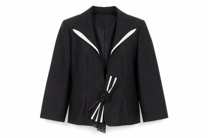Front view of browns & co women’s black jacket suit jacket, size UK 22