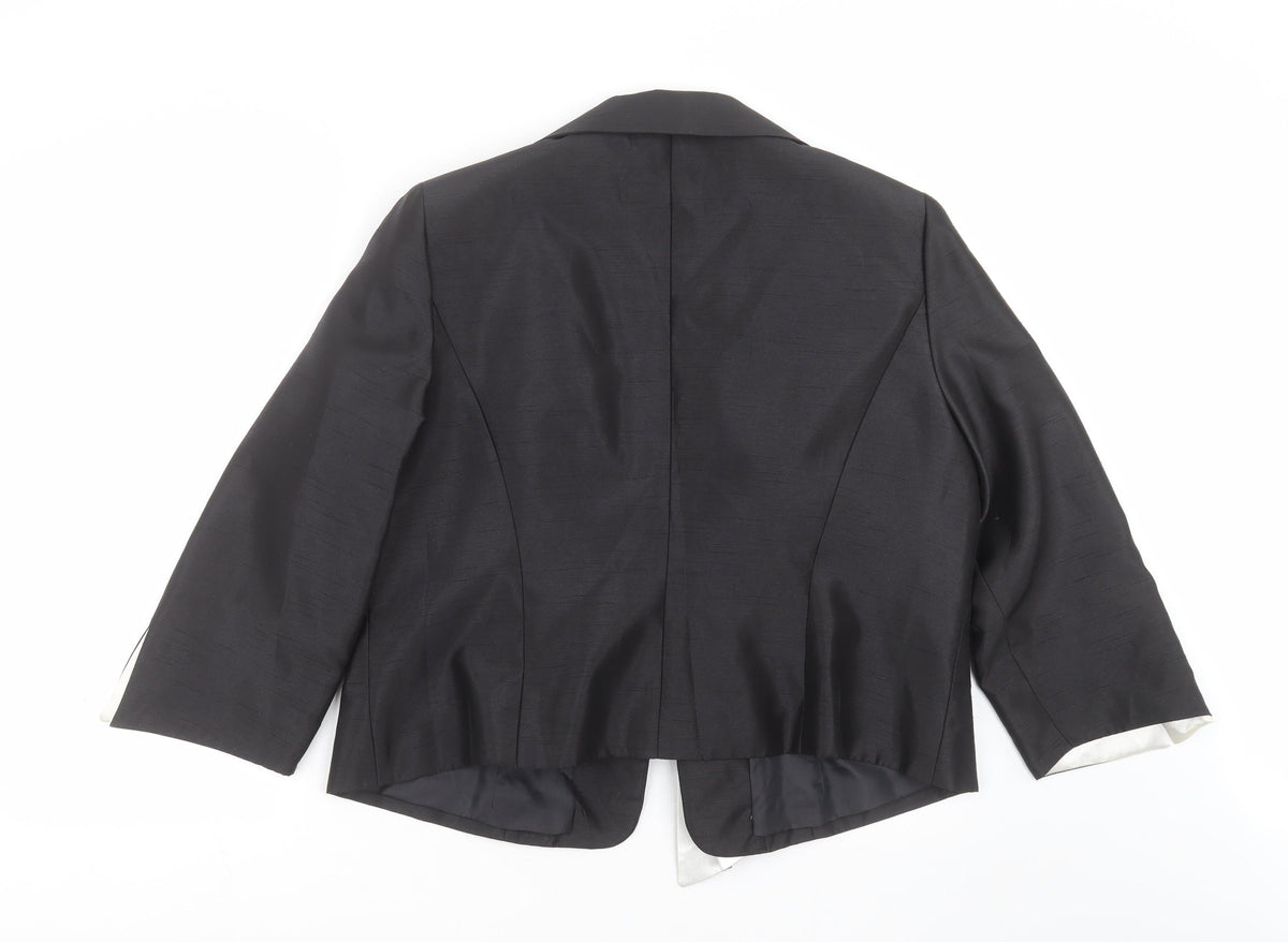 Back view of browns & co women’s black jacket suit jacket, size UK 22
