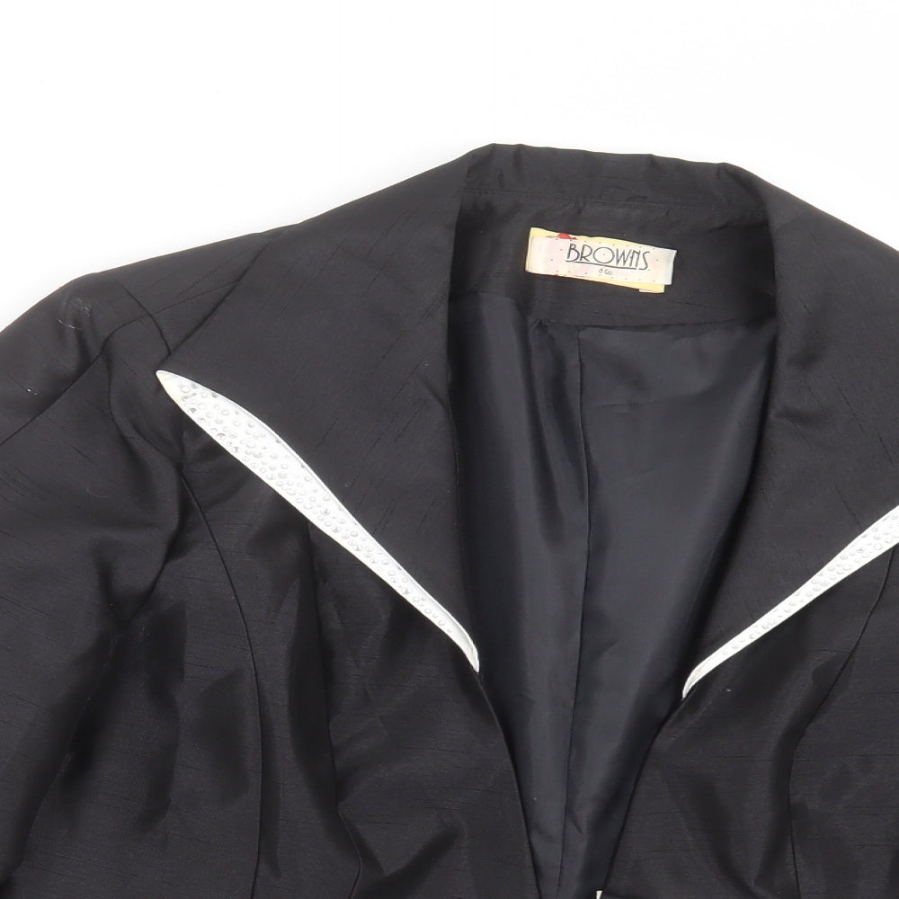 Close-up detail of browns & co women’s black jacket suit jacket, size UK 22