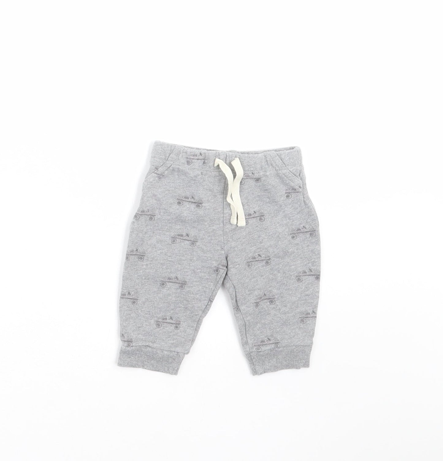 John Lewis Boys Grey   Jogger Trousers Size 0-3 Months  - car print