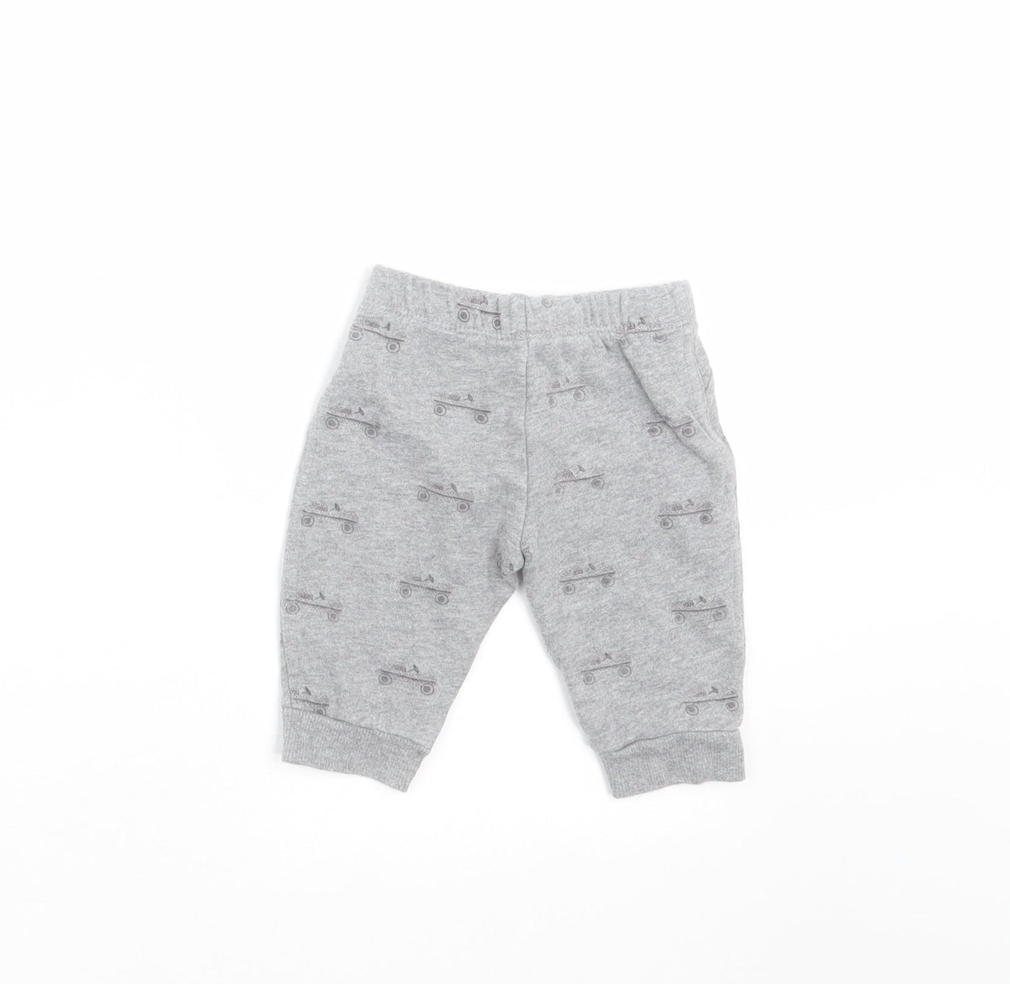John Lewis Boys Grey   Jogger Trousers Size 0-3 Months  - car print