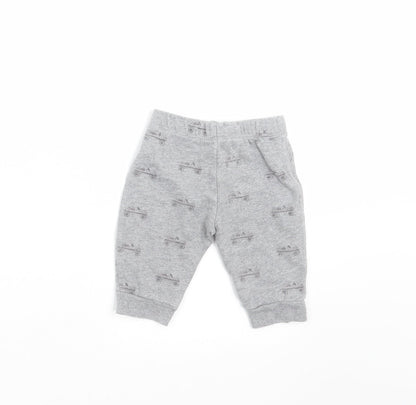 John Lewis Boys Grey   Jogger Trousers Size 0-3 Months  - car print