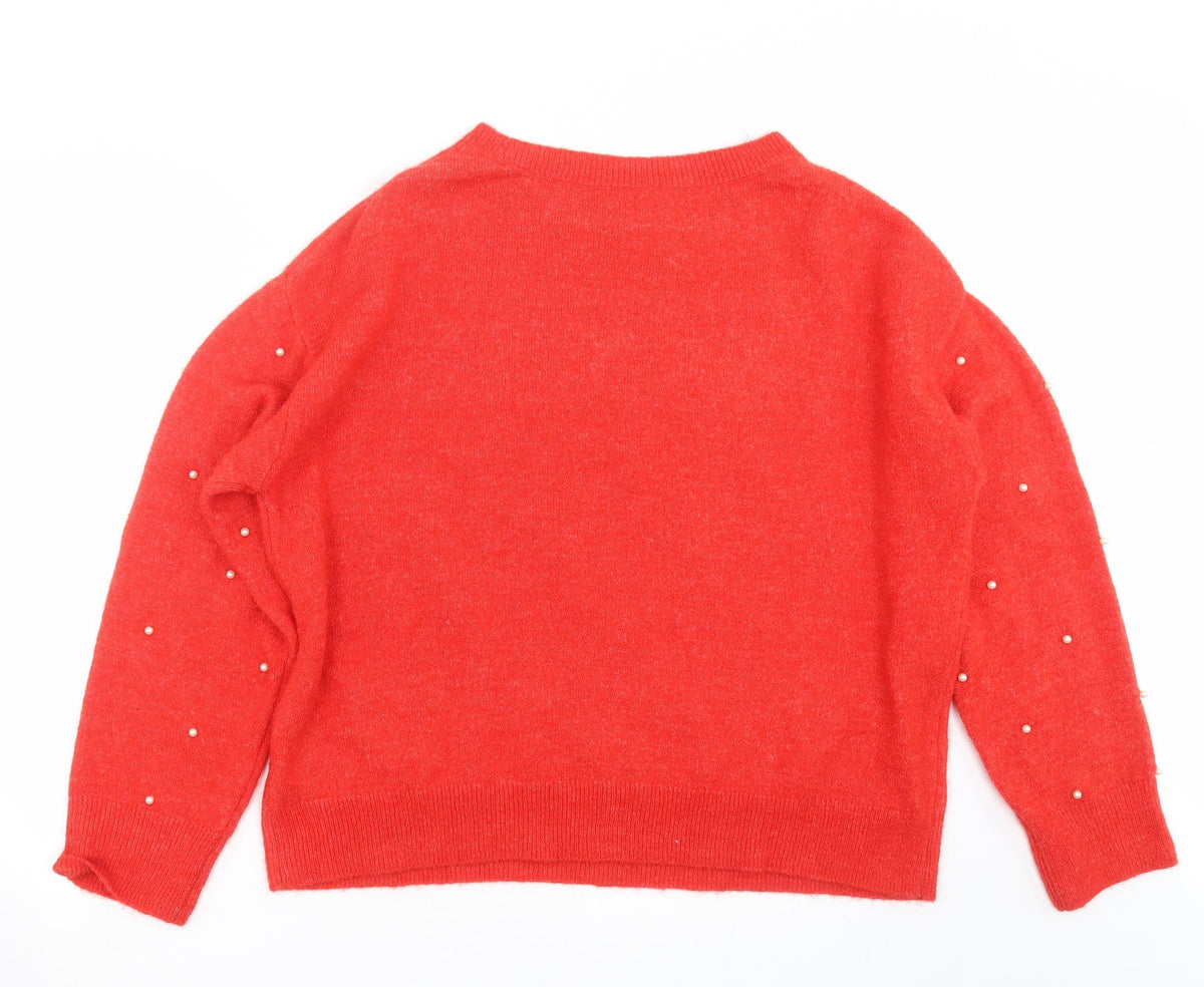 Womens UK Size L H&M Red Pullover Jumper