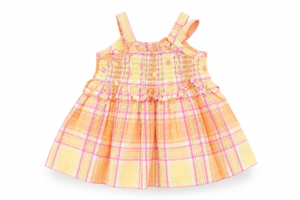 Front view of Marks & Spencer girls’ multicoloured check tank dress, size 0-3, months