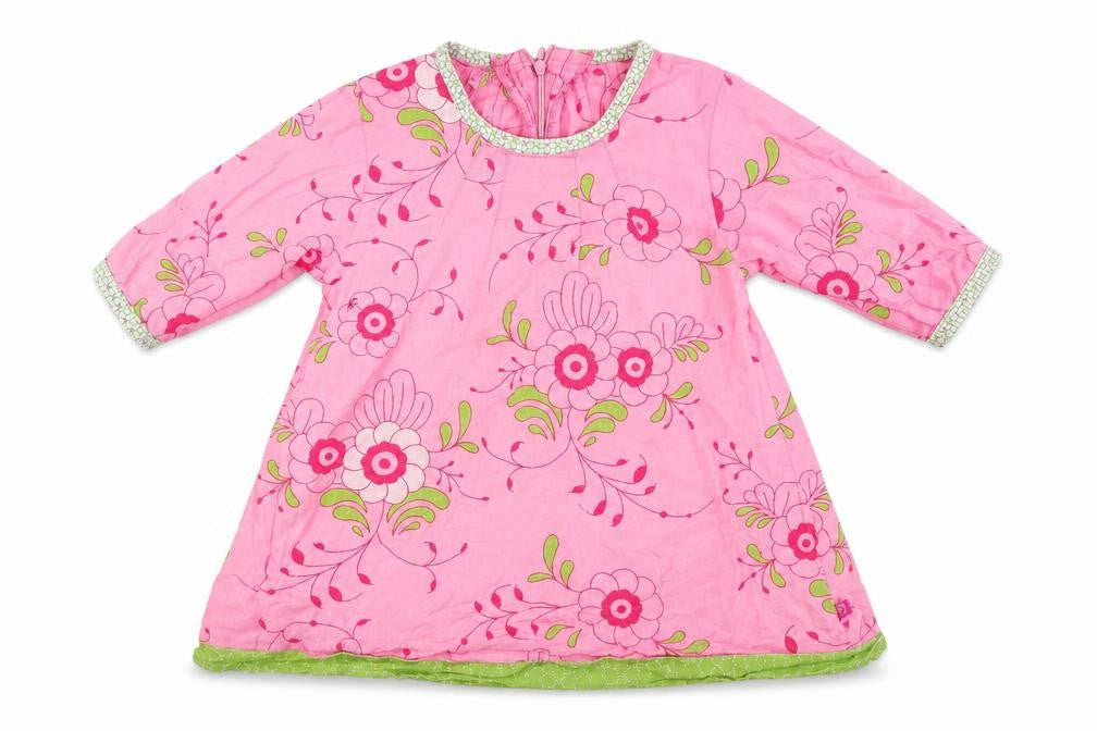 Front view of Minymo girls’ multicoloured floral shirt dress, size 4, years