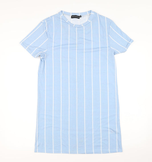 PRETTYLITTLETHING Womens Blue Striped  Slip Dress  Size 6