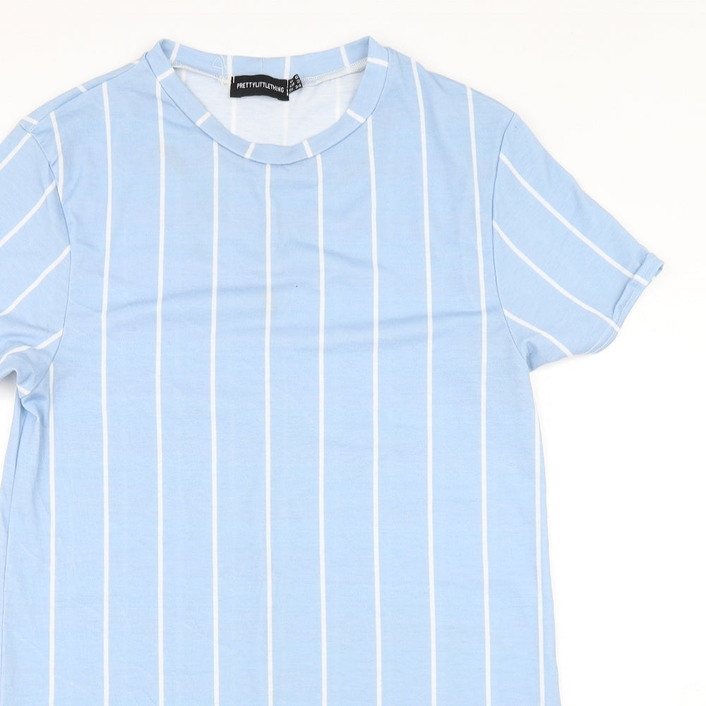 PRETTYLITTLETHING Womens Blue Striped  Slip Dress  Size 6