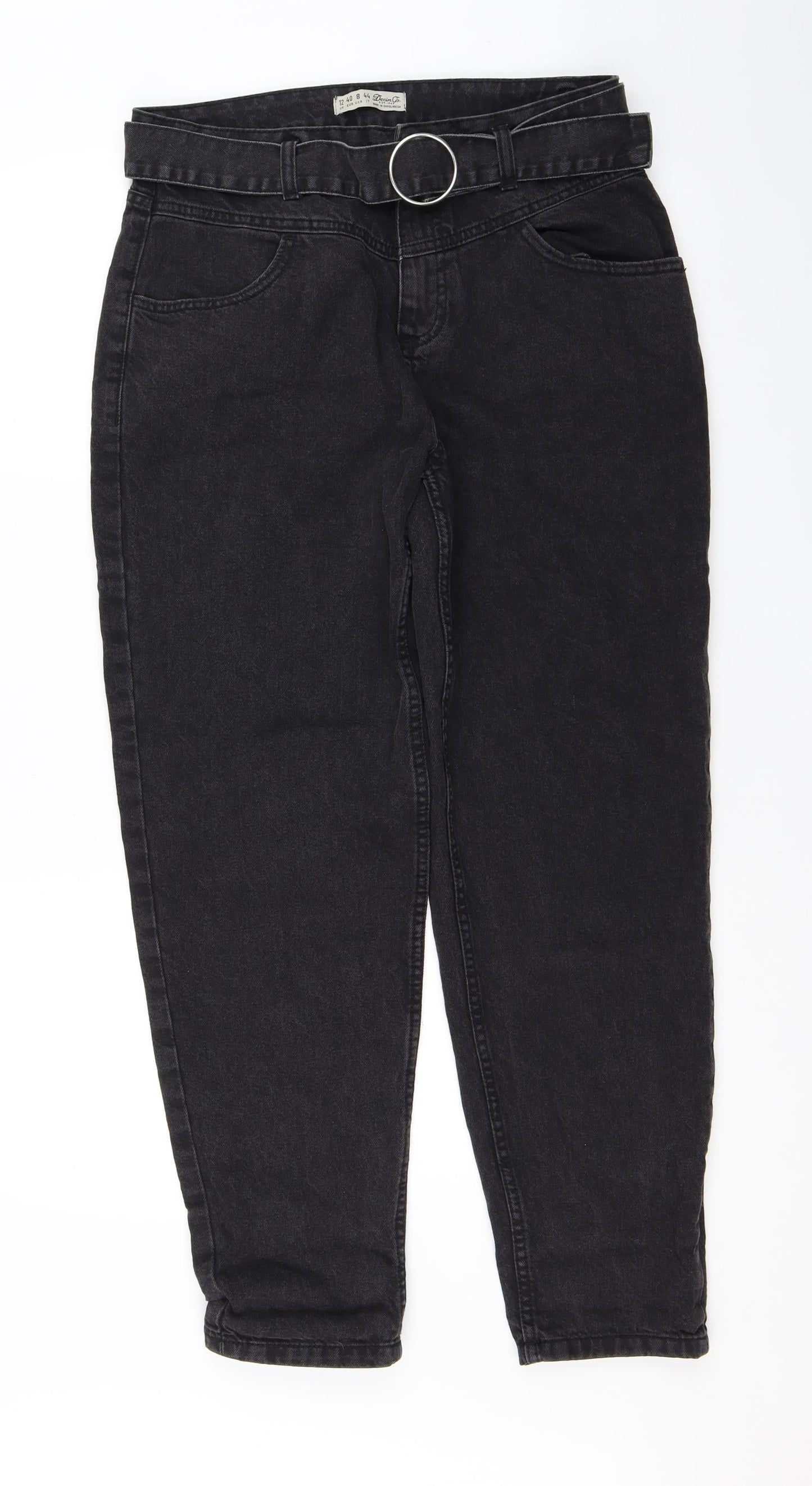 Womens UK Size 12 Denim Regular Fit Straight Black Jeans