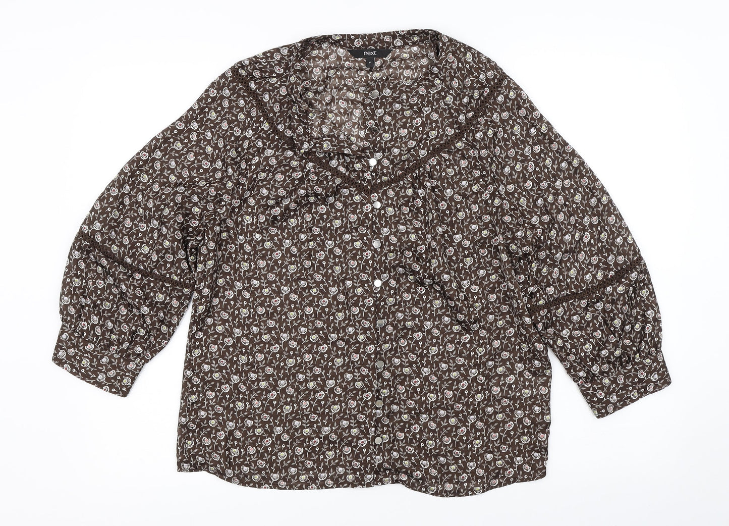 Womens UK Size 6 NEXT Brown Basic Blouse
