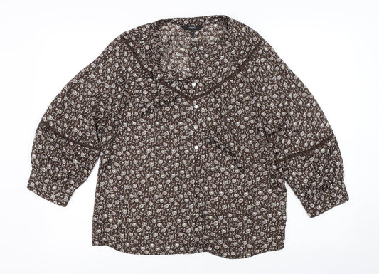 Womens UK Size 6 NEXT Brown Basic Blouse