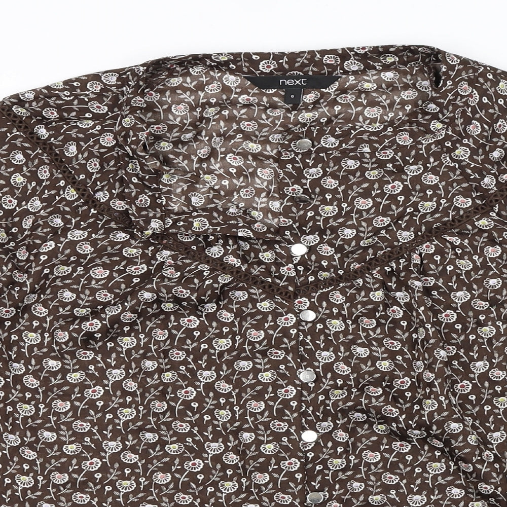 Womens UK Size 6 NEXT Brown Basic Blouse