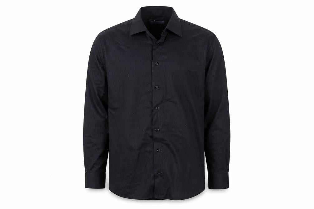 Mens UK Size 14 Bosweel Black  Button-Up Long Sleeve Casual Shirt