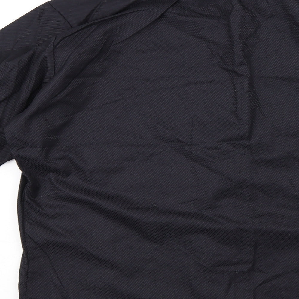 Mens UK Size 14 Bosweel Black  Button-Up Long Sleeve Casual Shirt