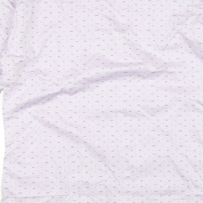 Brand and care label for 7sq men’s purple button-up, size XL