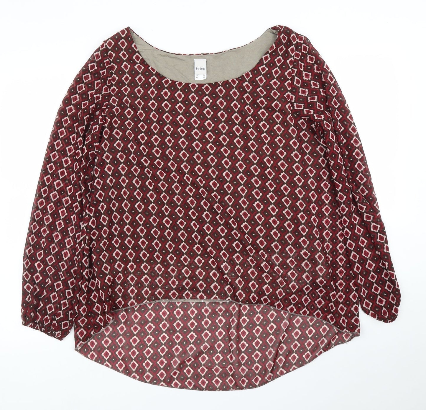 HEINE Womens Purple Argyle/Diamond  Basic Blouse Size 16