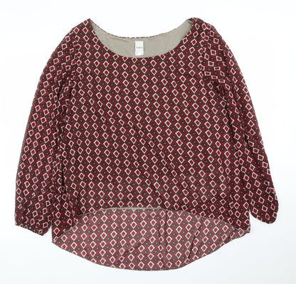 HEINE Womens Purple Argyle/Diamond  Basic Blouse Size 16