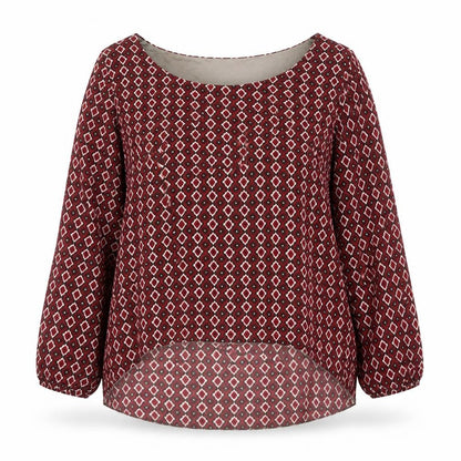 HEINE Womens Purple Argyle/Diamond  Basic Blouse Size 16